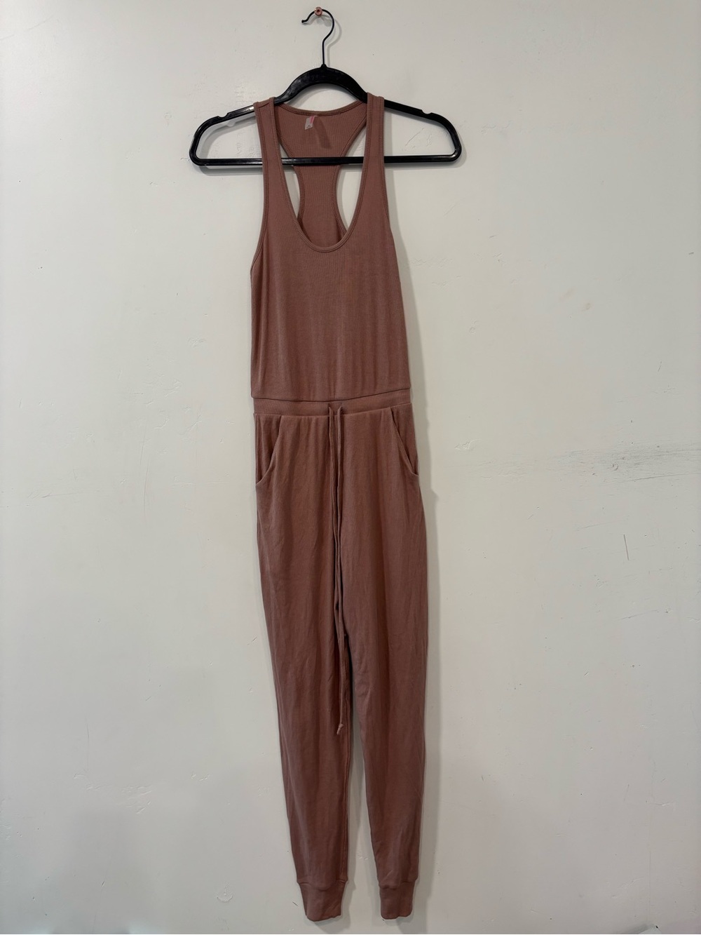 New Commando Luxury Rib Racerback Jumpsuit Mushroom Jogger One Piece Size XS